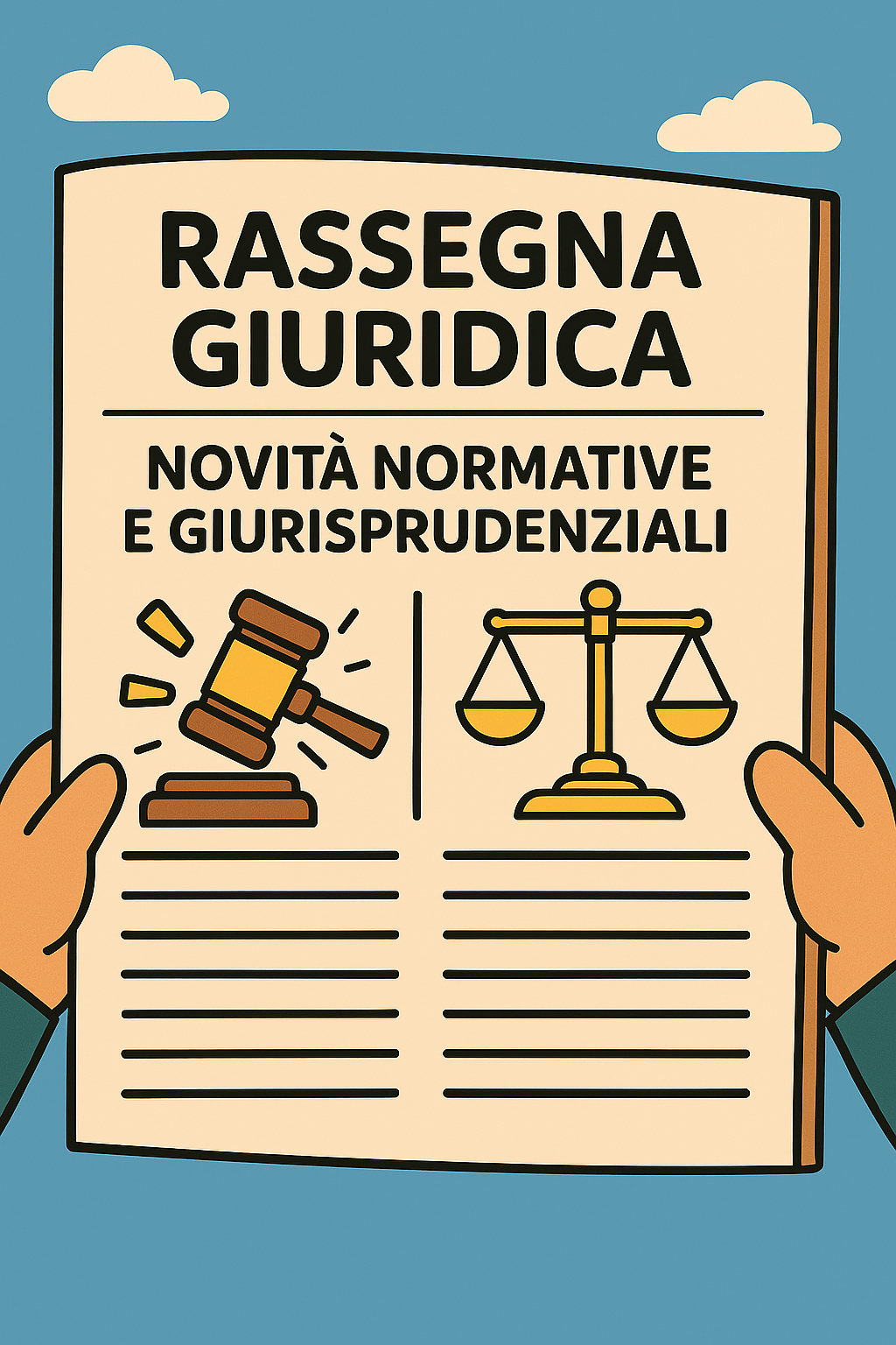 Disegno della copertina di una rivista giuiridica dal titolo "Rassegna Giuridica"